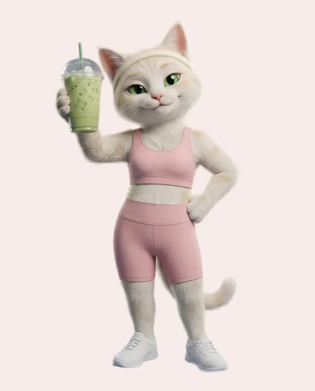 Lola, our mascot, raising her matcha